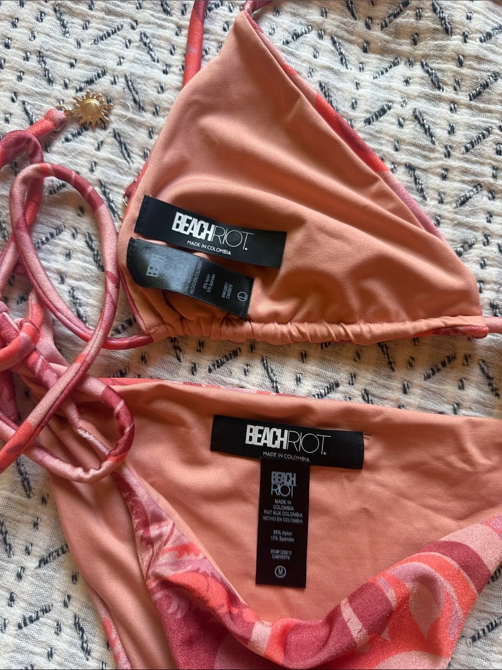 Beach Riot Pink & Coral Swirl String Bikini Set